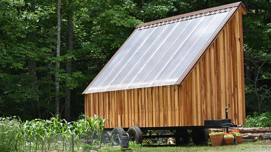 The kiln is mobile to move it into the sites with the best solar gain